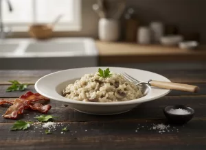 RISOTTO CON CHAMPIÑONES Y BACON