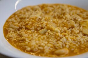 Arroz meloso de gambas y sepia
