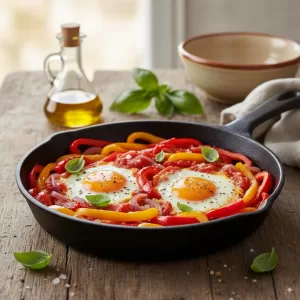 peperonata con huevos italia