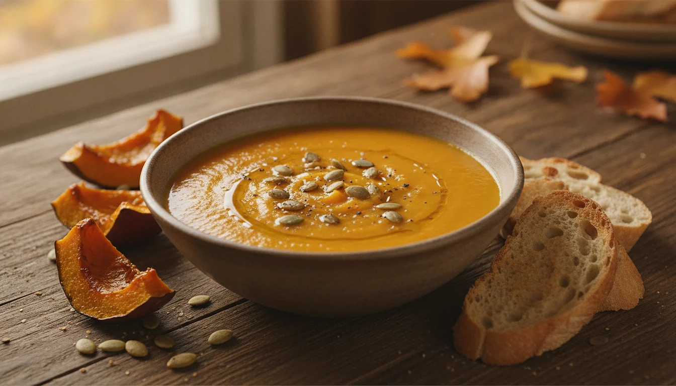 Crema de calabaza asada con queso crema